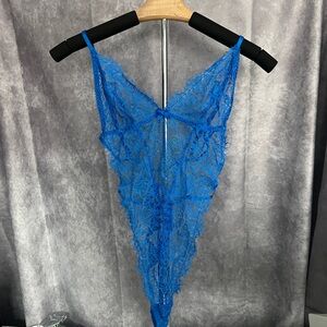 victorias secret electric blue lace teddy